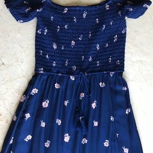 Target blue and coral off the shoulder maxi dress